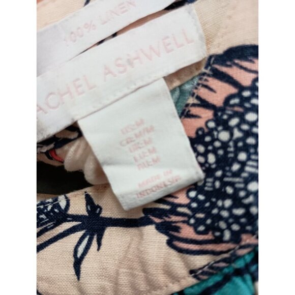 Rachel Ashwell Womens Shift Dress Medium Pink Floral 100% Linen Halter Summer - Picture 5 of 8